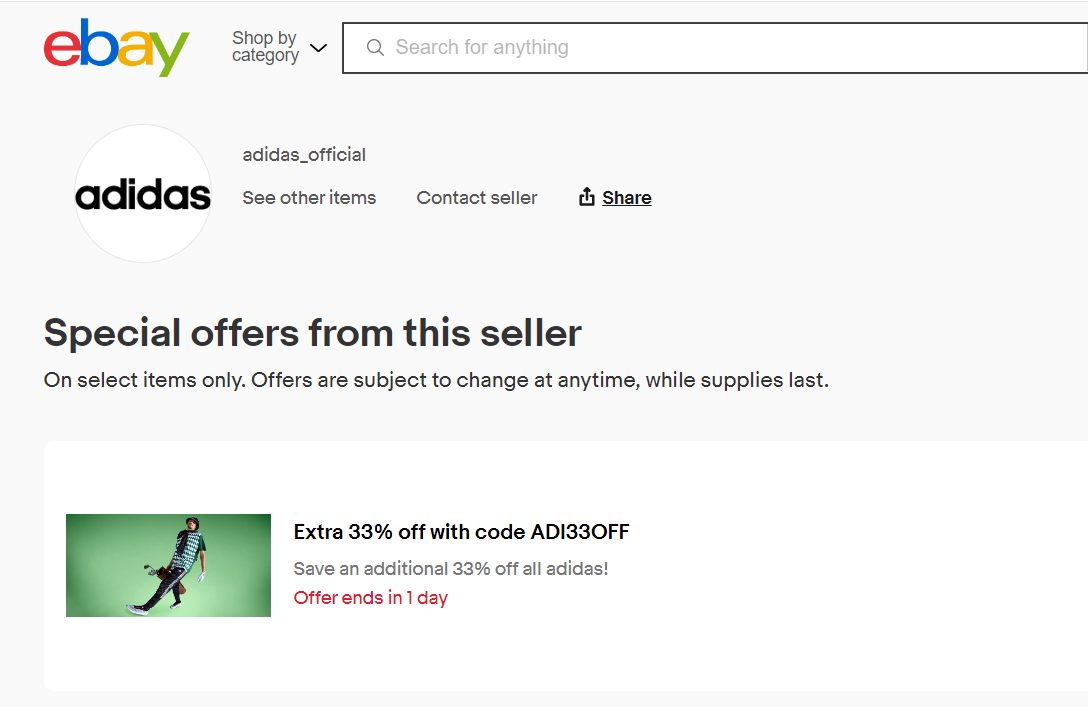 最新eBay折扣码2023优惠券-adidas阿迪达斯旗舰店精选鞋服低至4.7折+额外6.7折